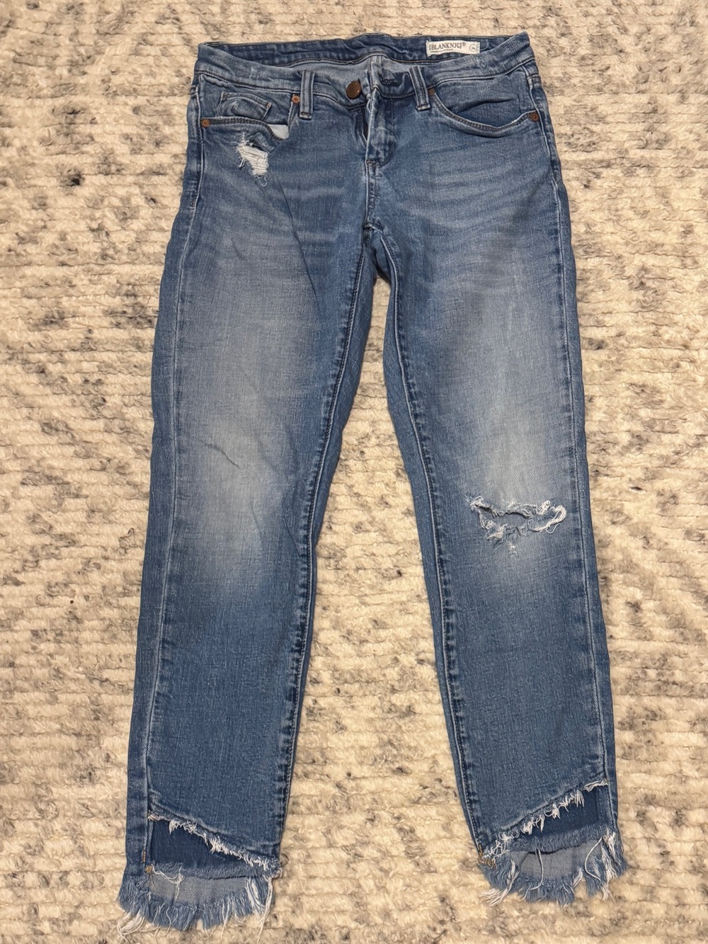 Blank NYC The Reade Crop Skinny Jeans Raw Hem, Distressed 26